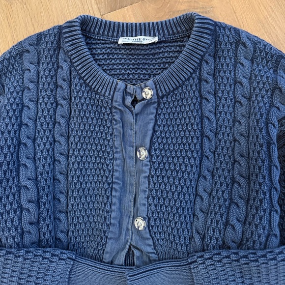 We The Free Blue Cable Knit Cropped Cardigan - Picture 7 of 8